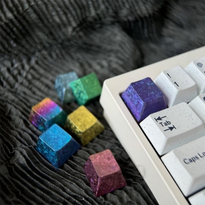 1/1.25/1.75/2U Titanium Alloy Anodizing Artisan Keycaps for Mechanical Keyboard Personalized Keycaps -Ice Crystal Blue/Grey
